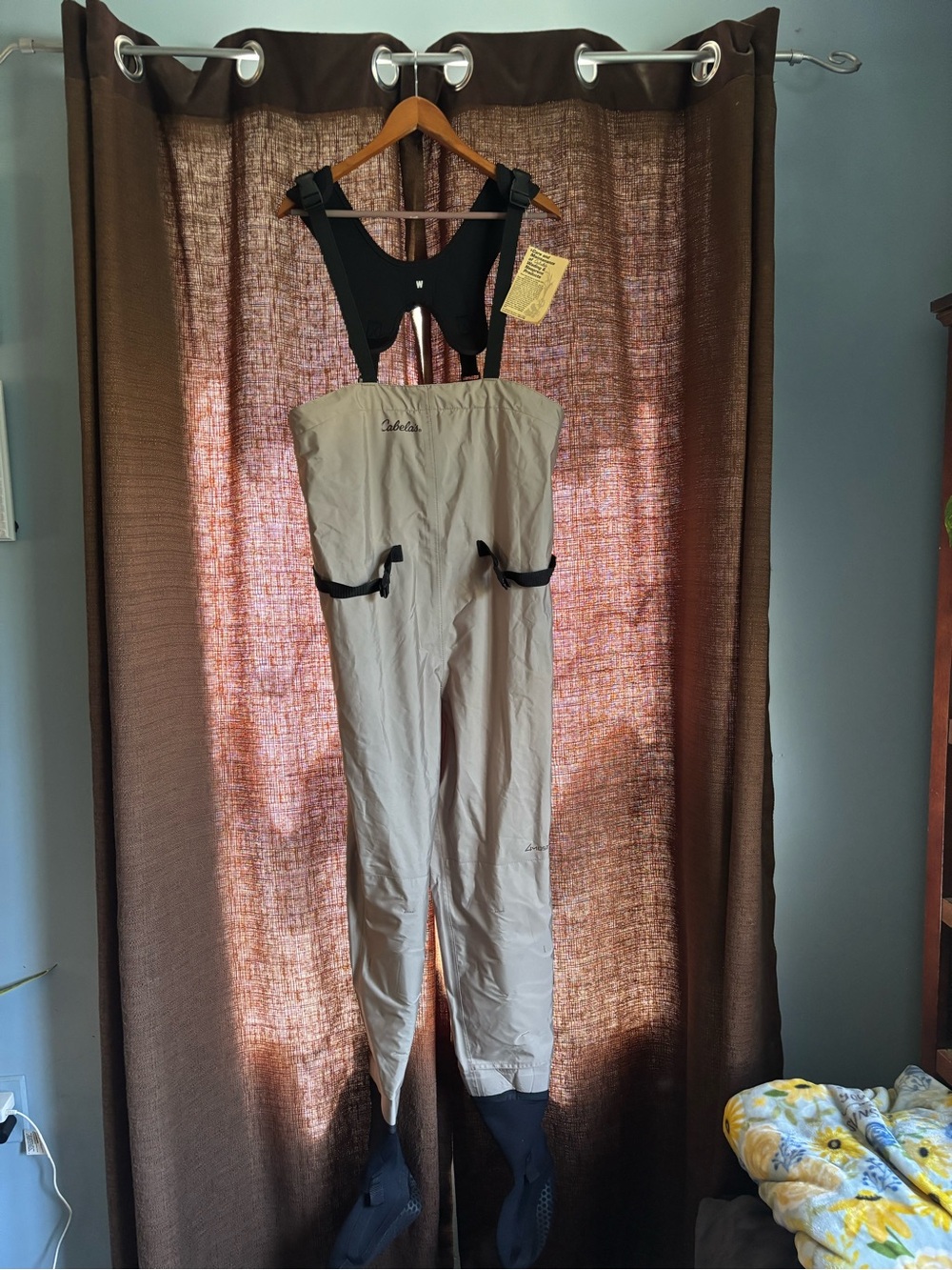 Cabelas Waders Bib Pants - Khaki with Black Straps
